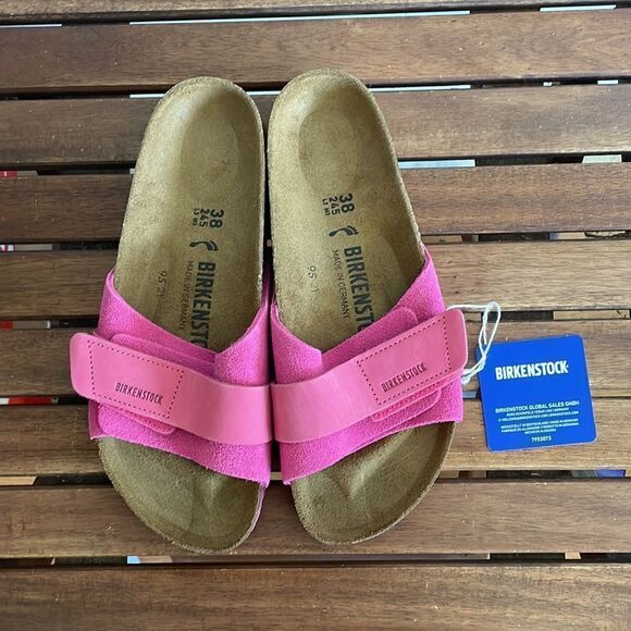 Birkenstock Oita Suede Leather Sandals Fuchsia Tulip EU38/US Women 7(Box Crushed - Picture 4 of 13